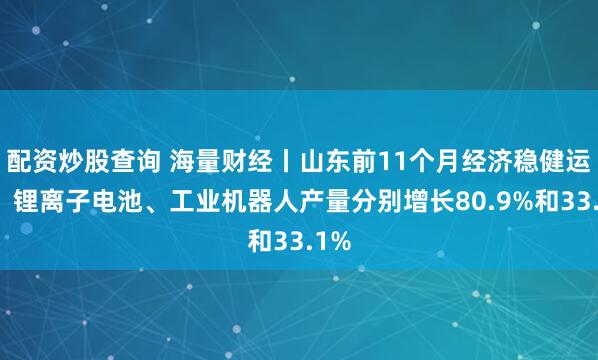 配资炒股查询 海量财经丨山东前11个月经济稳健运行，锂离子电池、工业机器人产量分别增长80.9%和33.1%