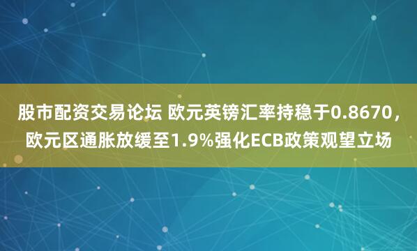 股市配资交易论坛 欧元英镑汇率持稳于0.8670，欧元区通胀放缓至1.9%强化ECB政策观望立场